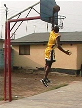 Okirie Azuazu goes in for a layup dunk